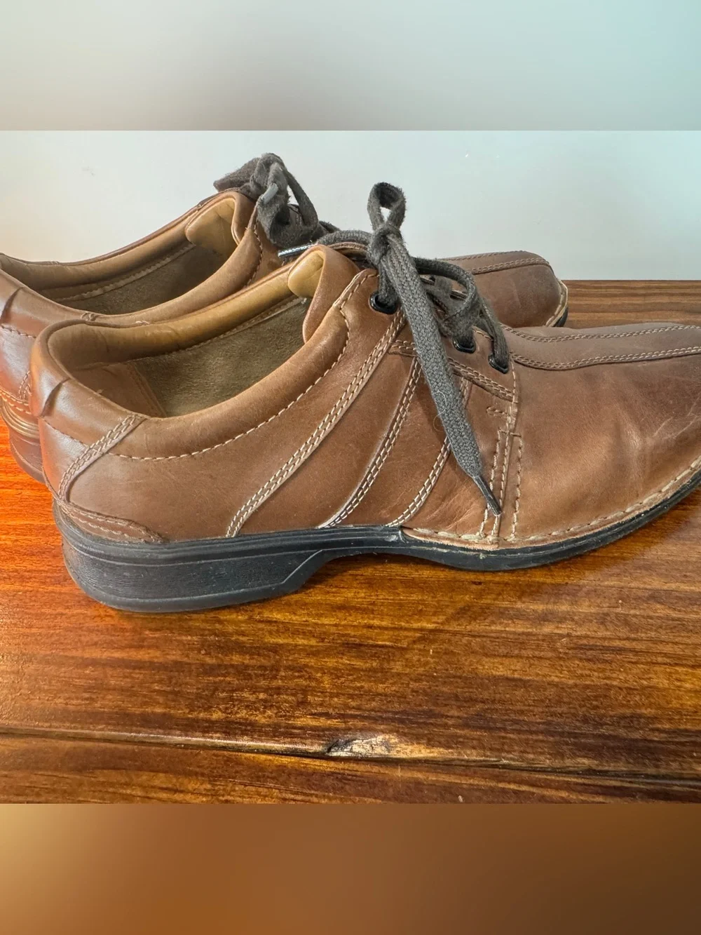 Clarks Brown Leather Lace-Up Oxford Shoes Size 11W